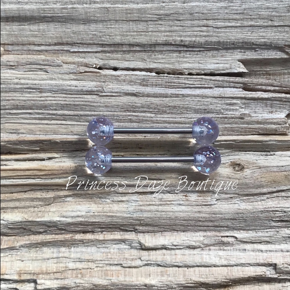Clear‎ Glitter Sparkle Nipple Ring Set